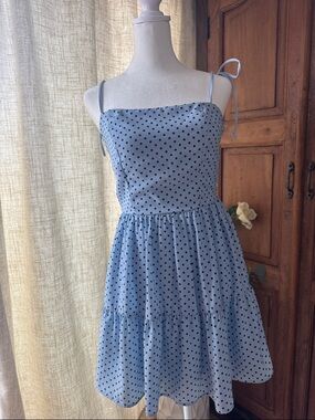 Honey and Rosie Light Blue Polka Dot Dress